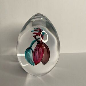 Artcristal Bohemia Glass Paperweight Egg Shape Decor Blue‎ / Pink / Red